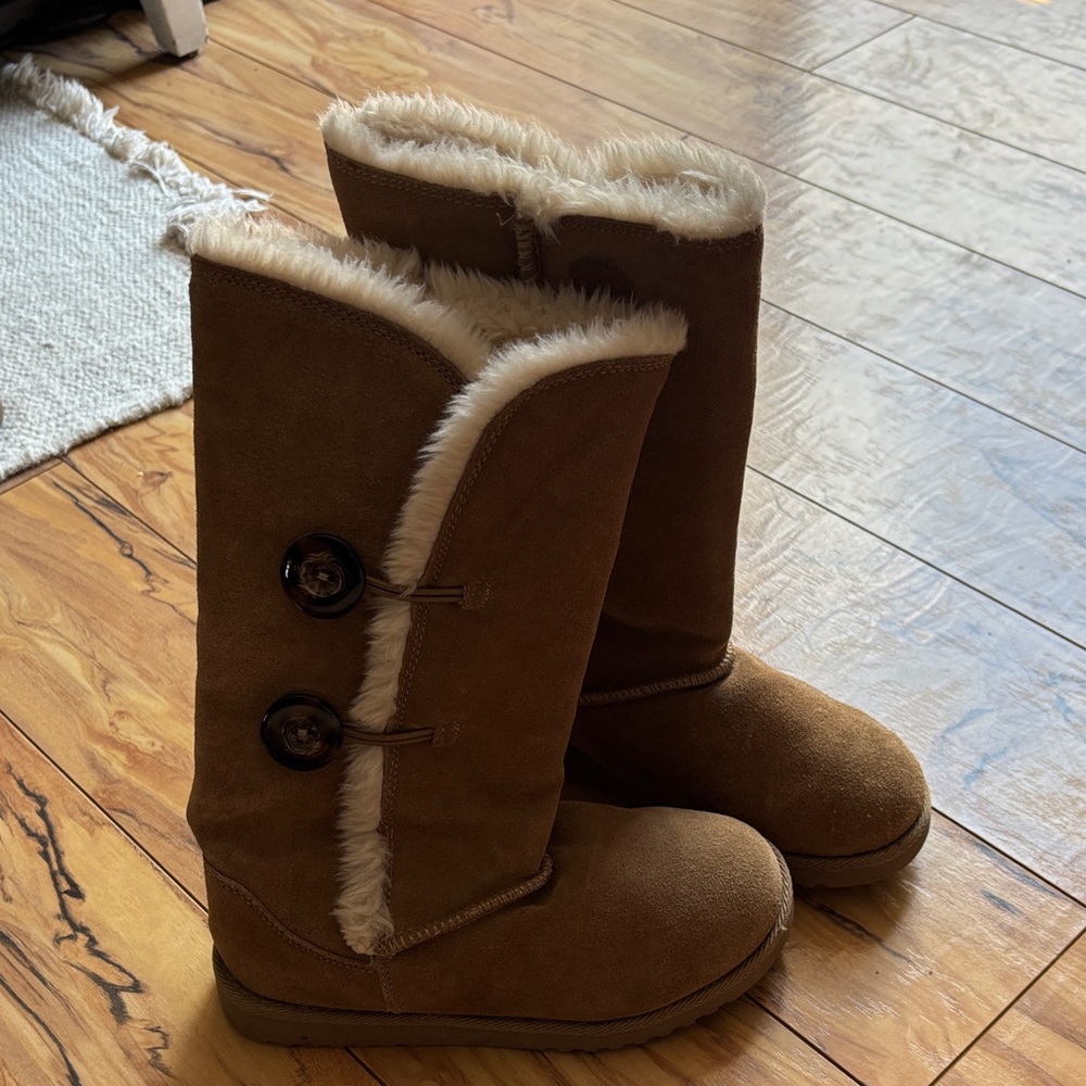 Xhilaration Brown Fur-Trimmed Kids Boots